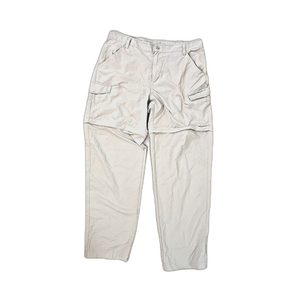 Columbia PFG Cargo Convertible Pants Mens L Tan Nylon Fishing Performance Hiking